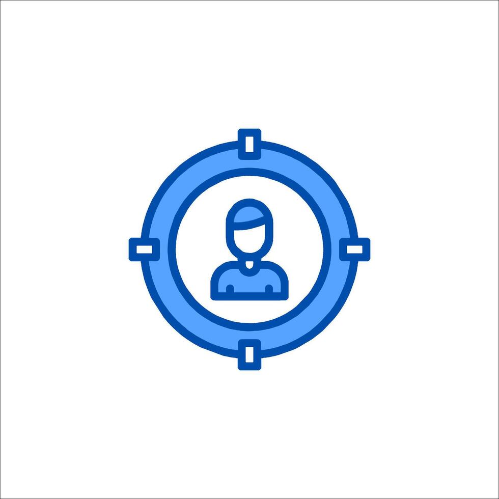 A blue icon of a person in a target vector