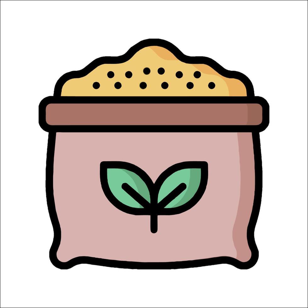 A bag of rice with a plant in it vector