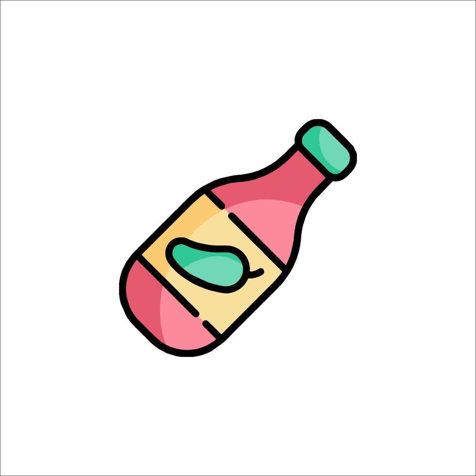 A bottle of ketchup with a green leaf on it vector