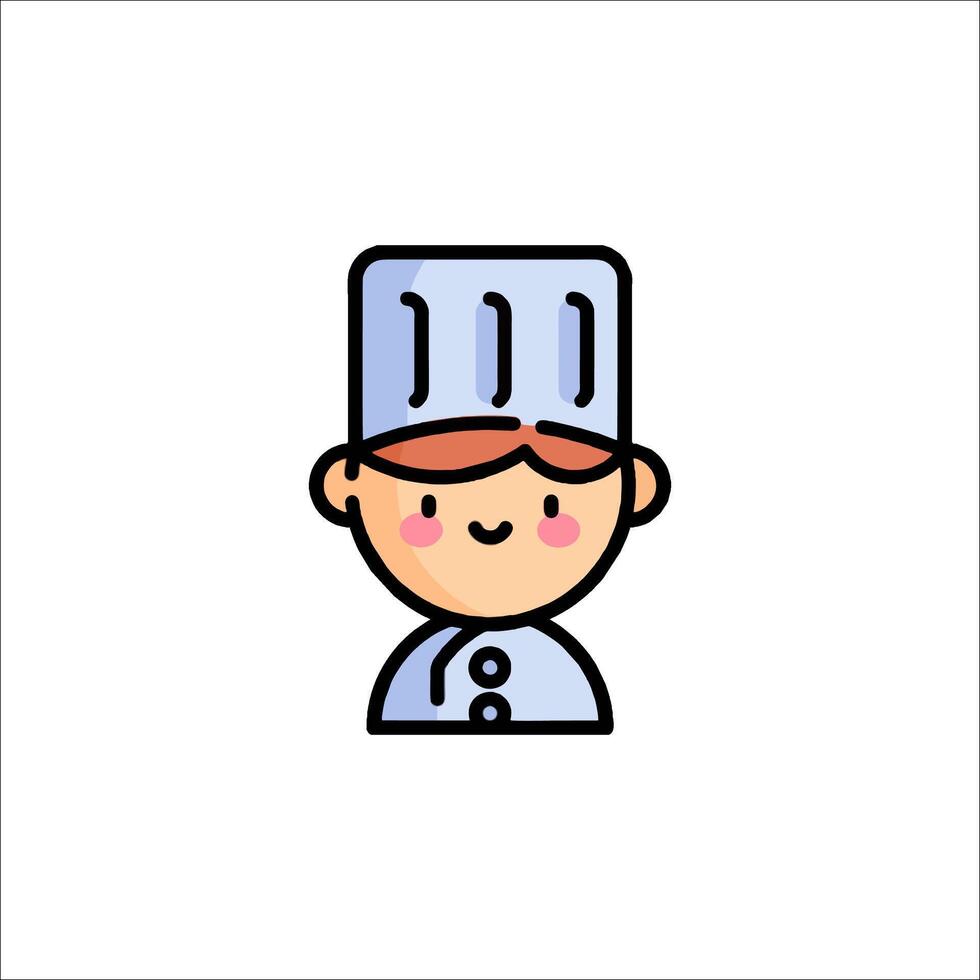 A chef icon with a hat on his head vector