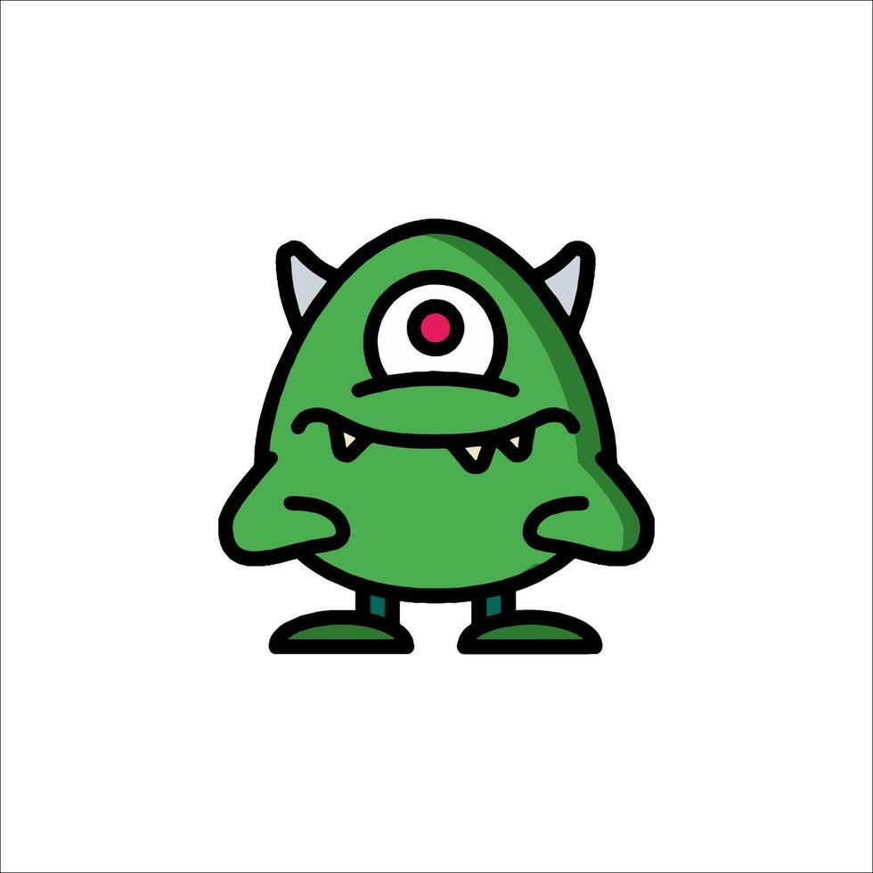 A cartoon green monster with red eyes vector