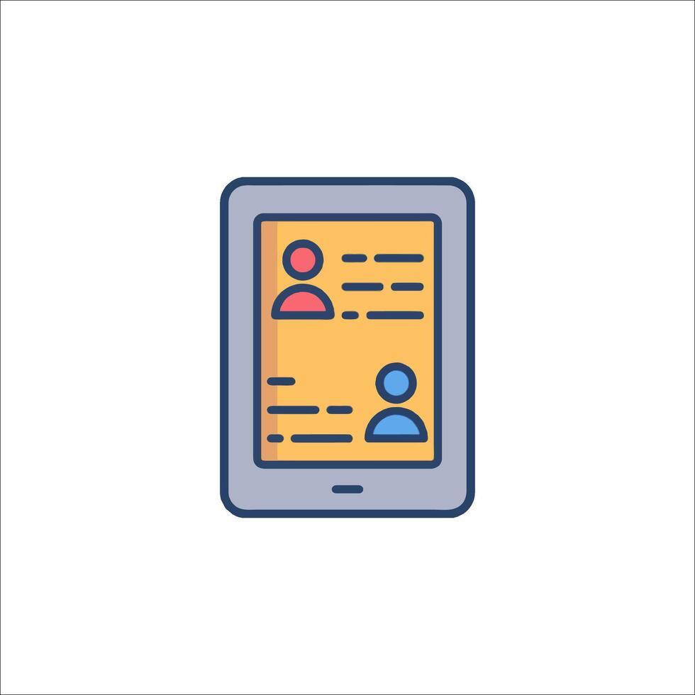 A tablet with a person on it and a person on the screen vector