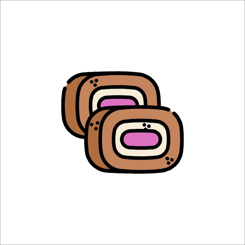 A cartoon illustration of two rolls of sushi vector