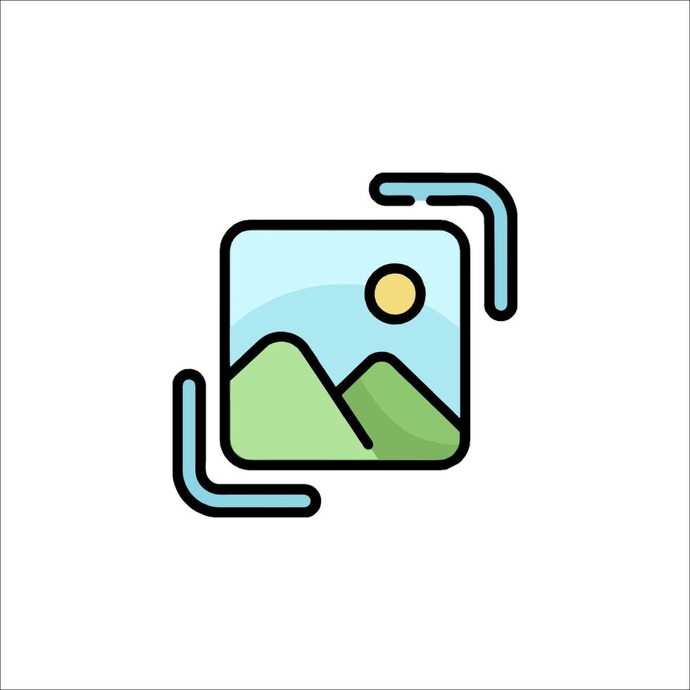 A square with a mountain and sun in the background vector