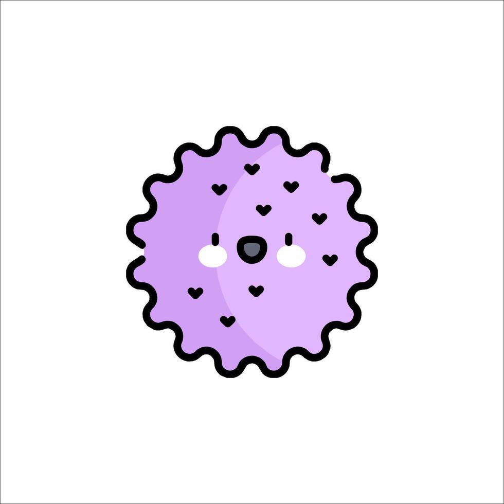 A cute little purple cookie with hearts on it vector