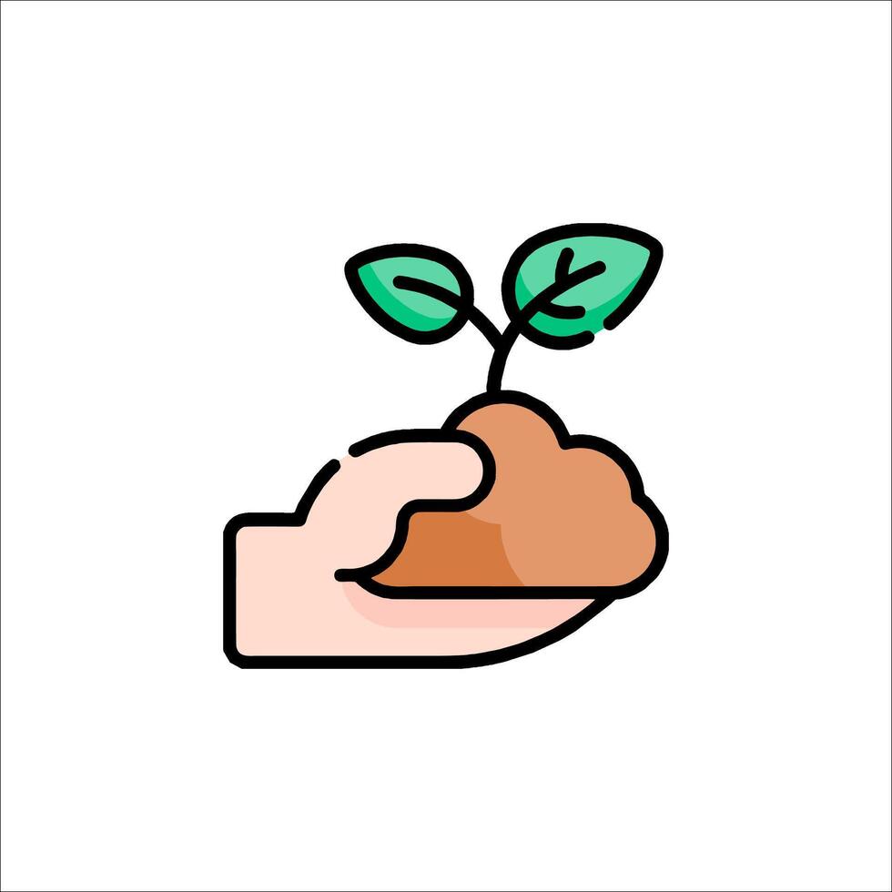 Hand holding a plant with a sprout vector