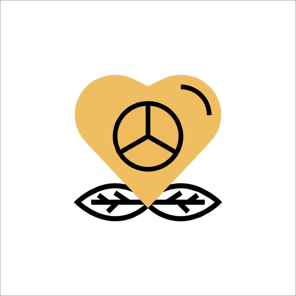 A peace symbol with a heart and leaves vector