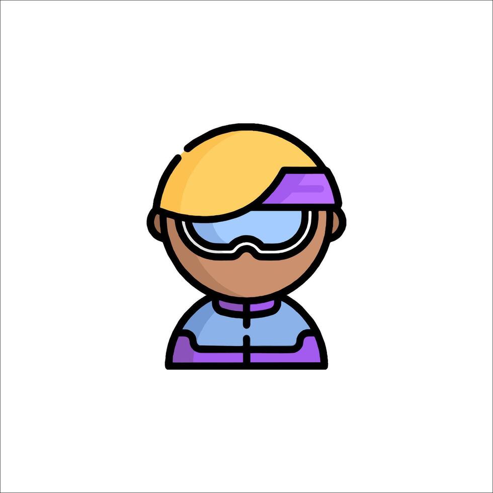 A cartoon character with goggles and a helmet vector