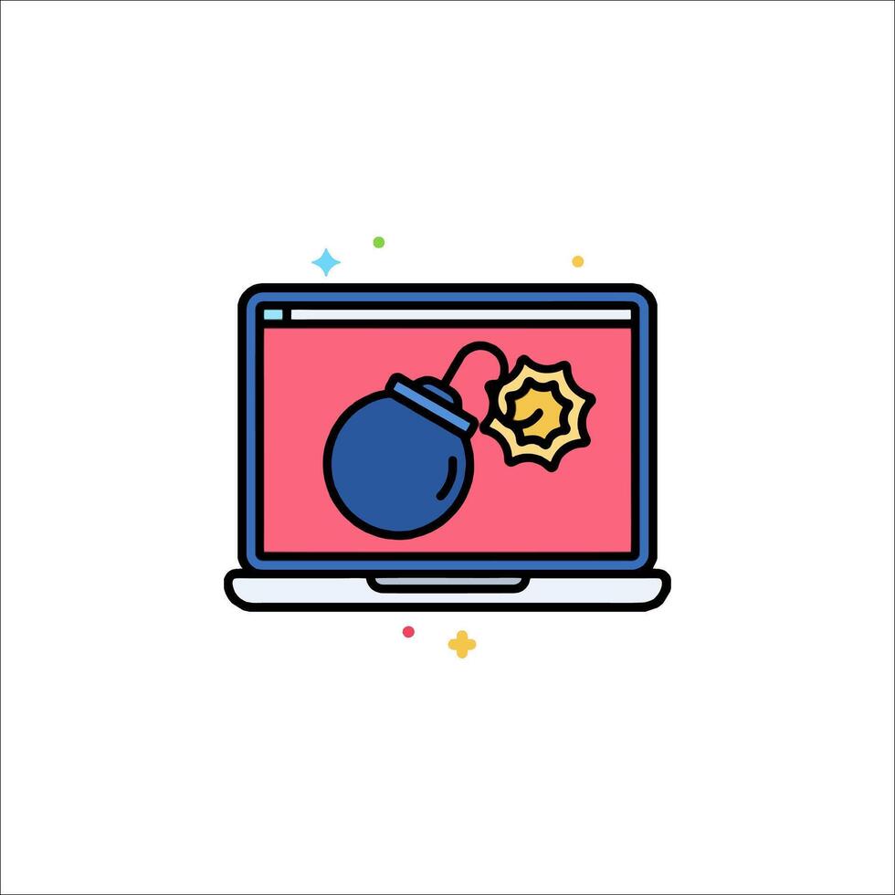 A laptop with a bomb on it and a dollar sign vector