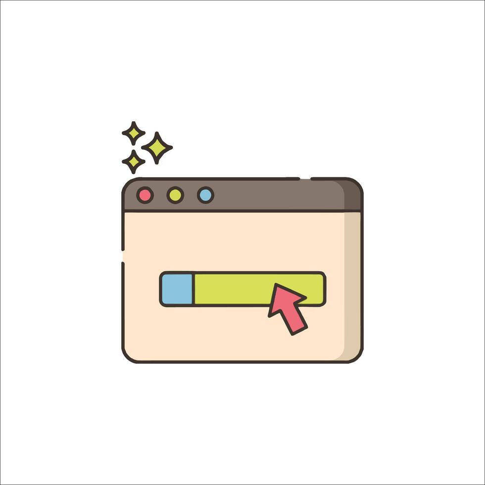 A web page with an arrow pointing up vector