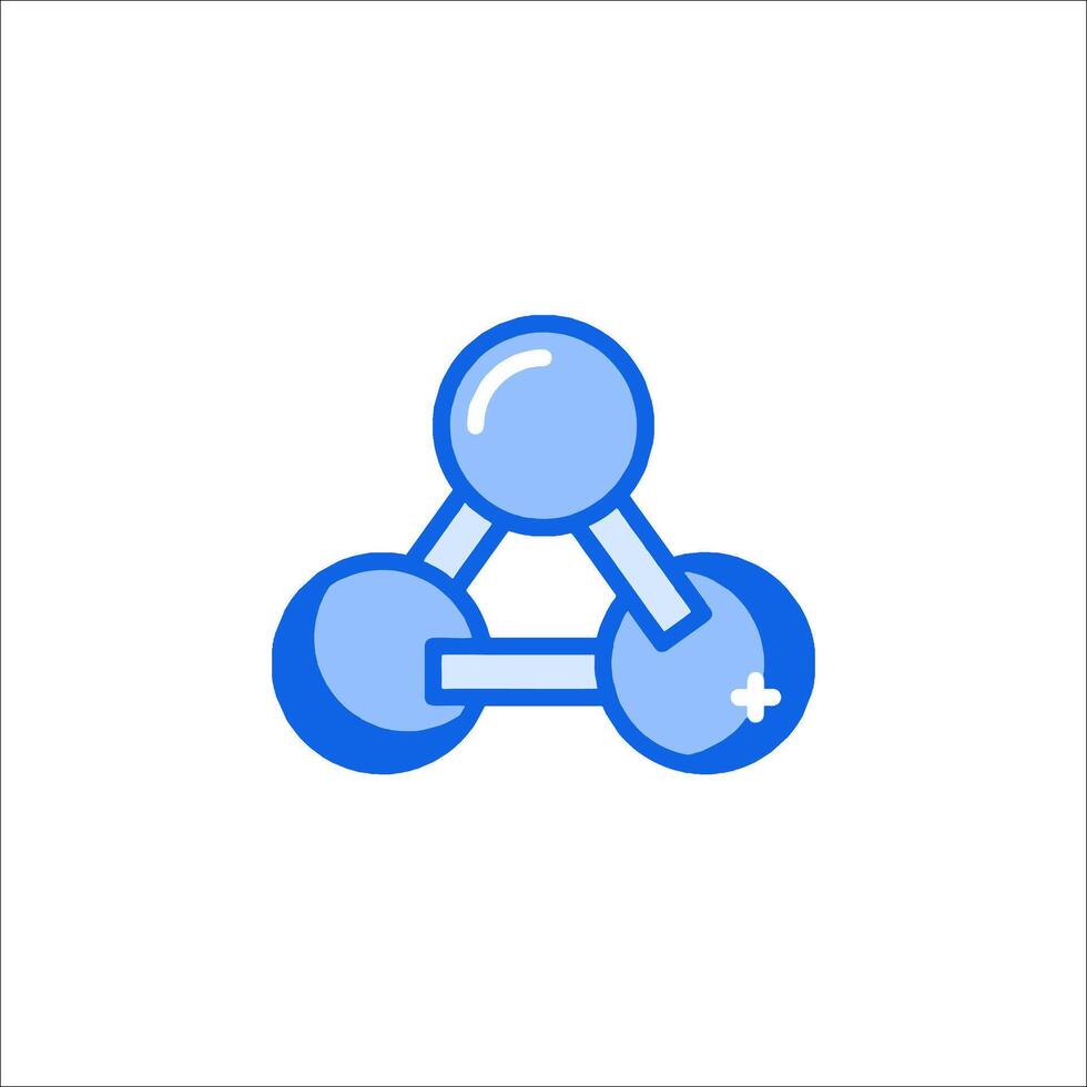 A blue and white logo with two spheres vector