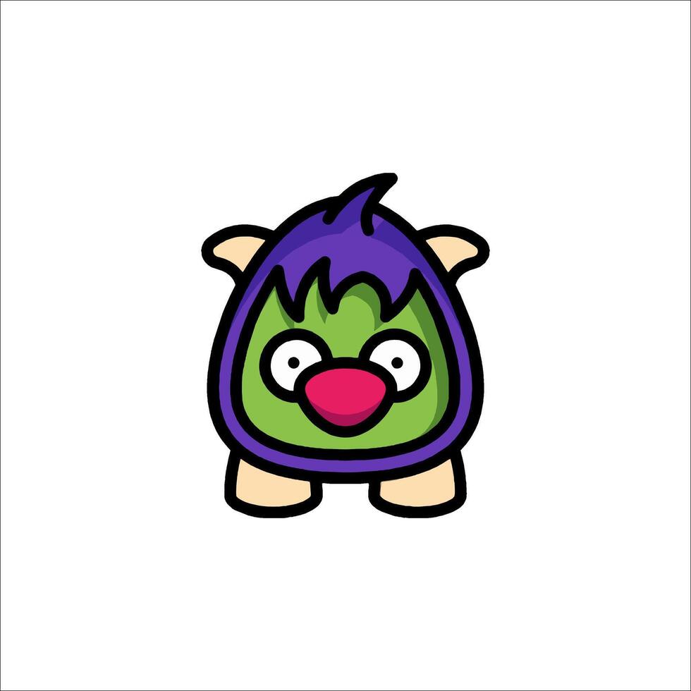 A cartoon character with purple hair and a green face vector