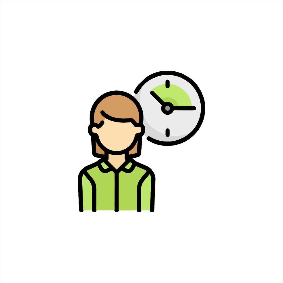 A person with a clock icon on a white background vector