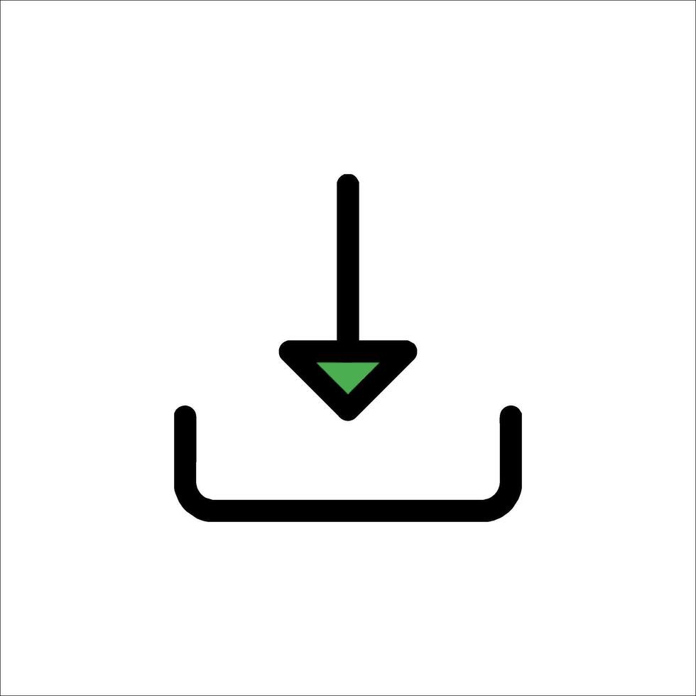A green arrow pointing down on a white background vector