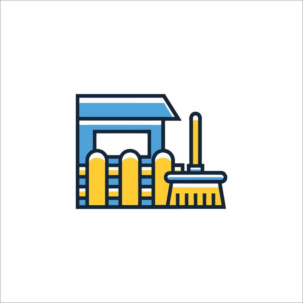 A brush and broom icon on a white background vector