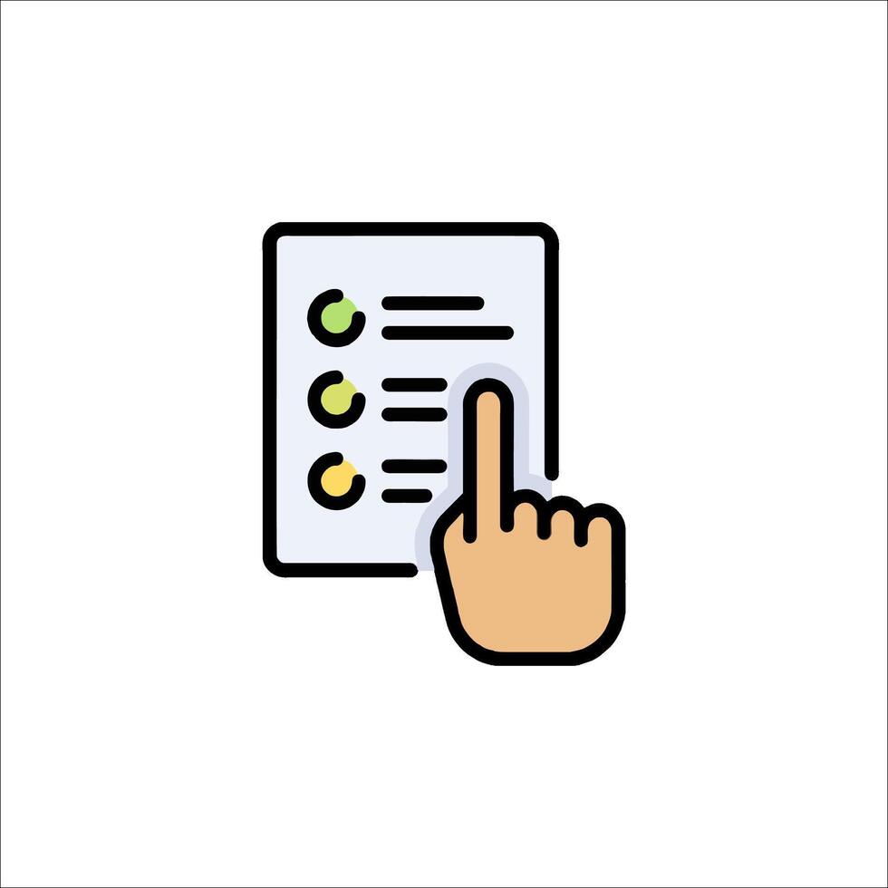 A hand pointing to a checklist icon vector