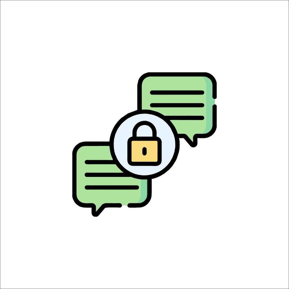 A speech bubble icon with a lock on it vector