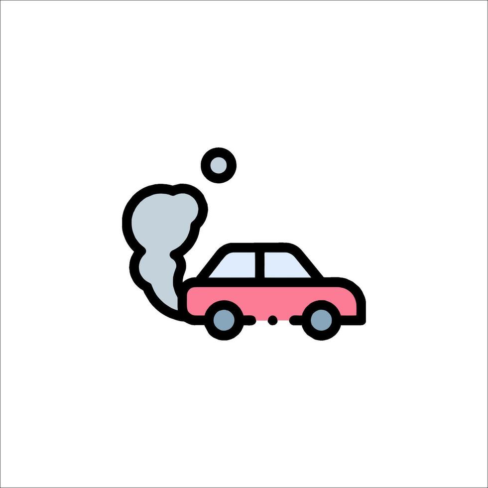 Car with smoke coming out of the tailpipe icon vector