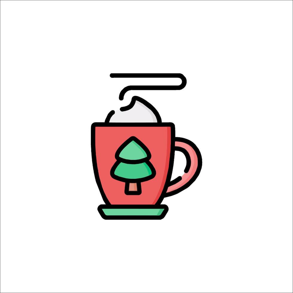 A cup of hot chocolate with a christmas tree on it vector