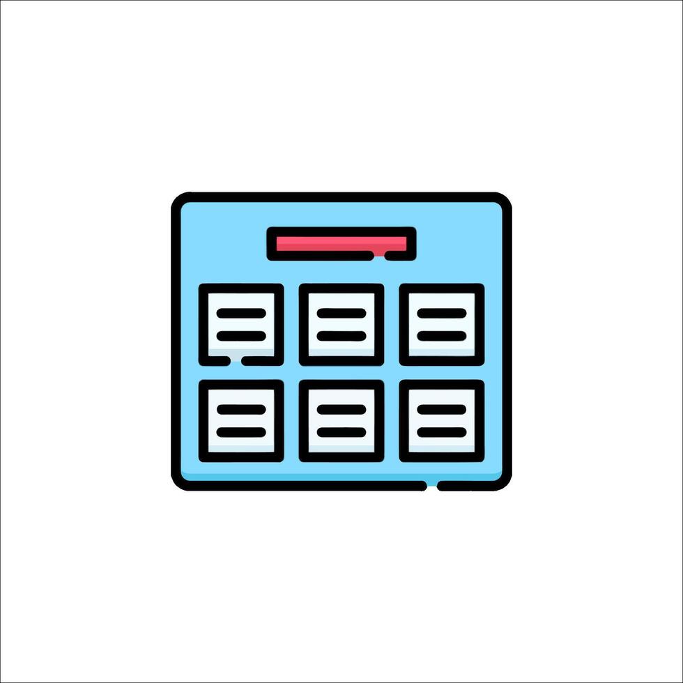 A calendar icon with a red line vector