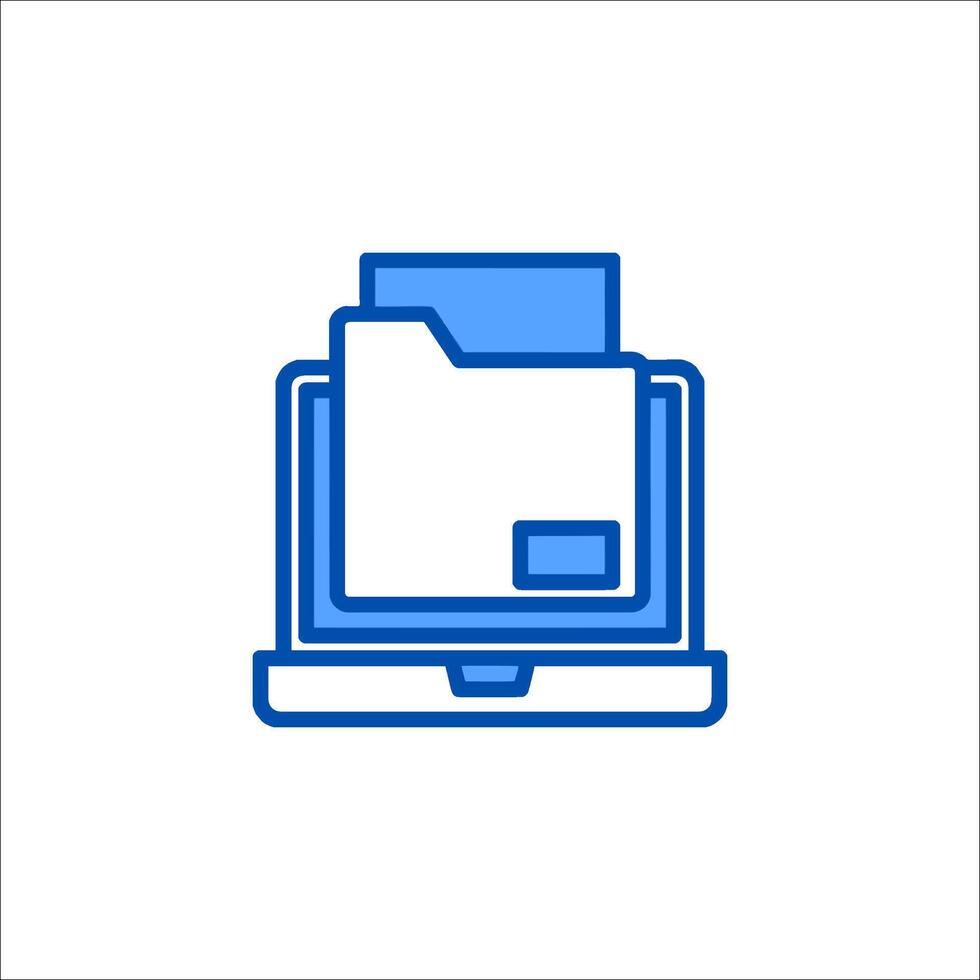 A laptop with a folder icon on it vector