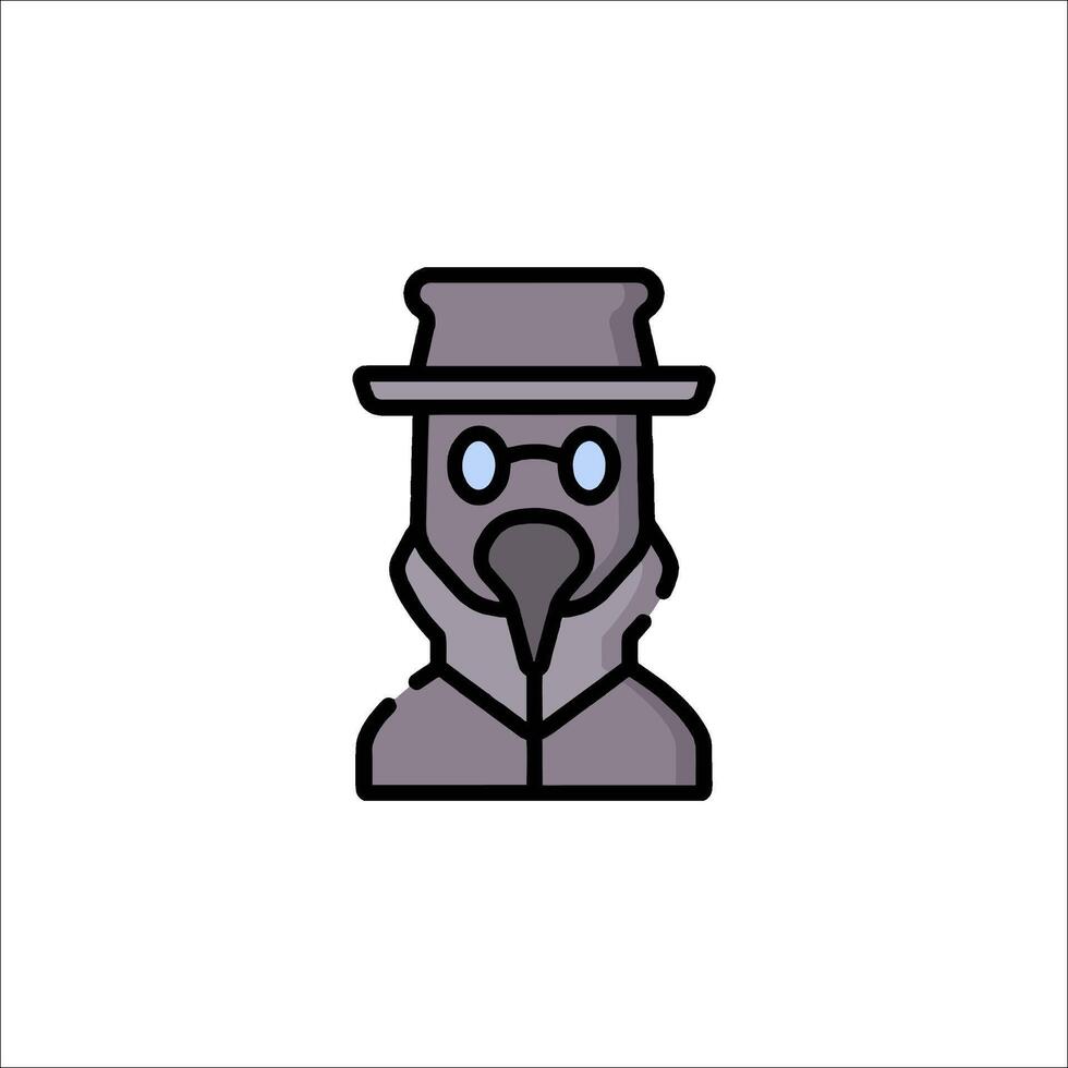A man in a hat and glasses is shown in a line drawing vector