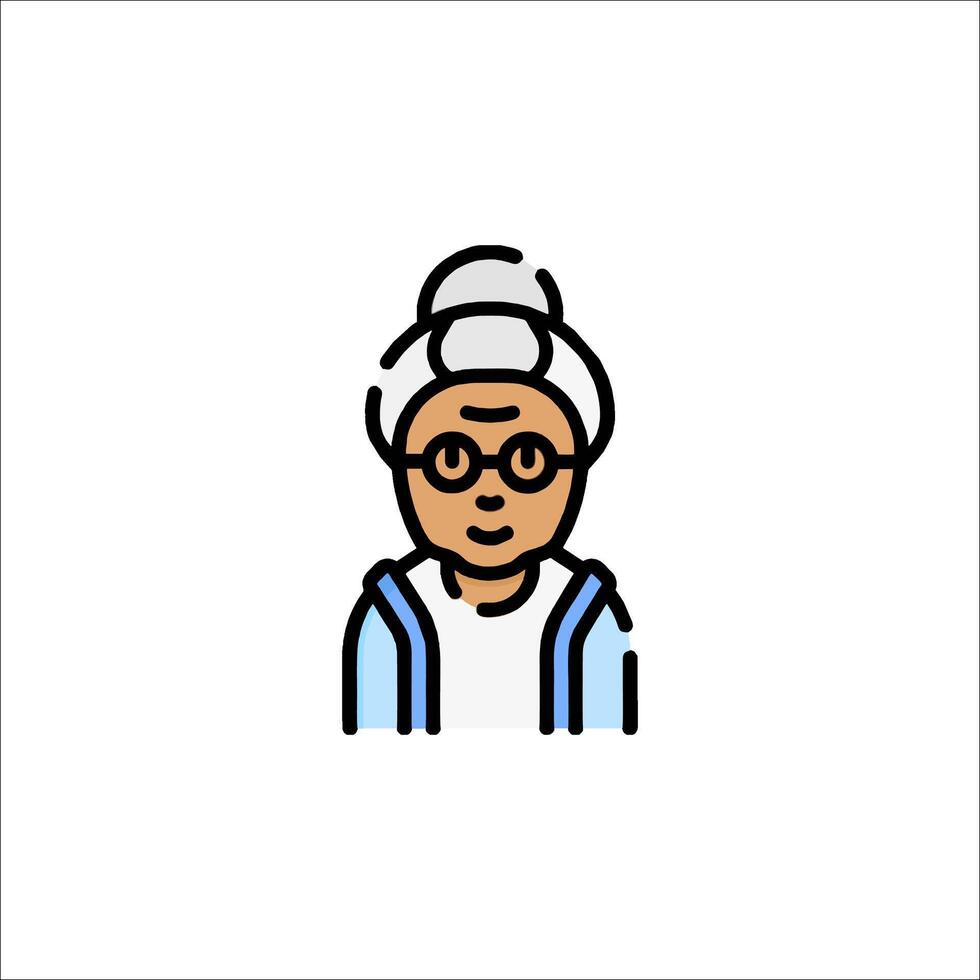 An old woman with glasses and a hat vector