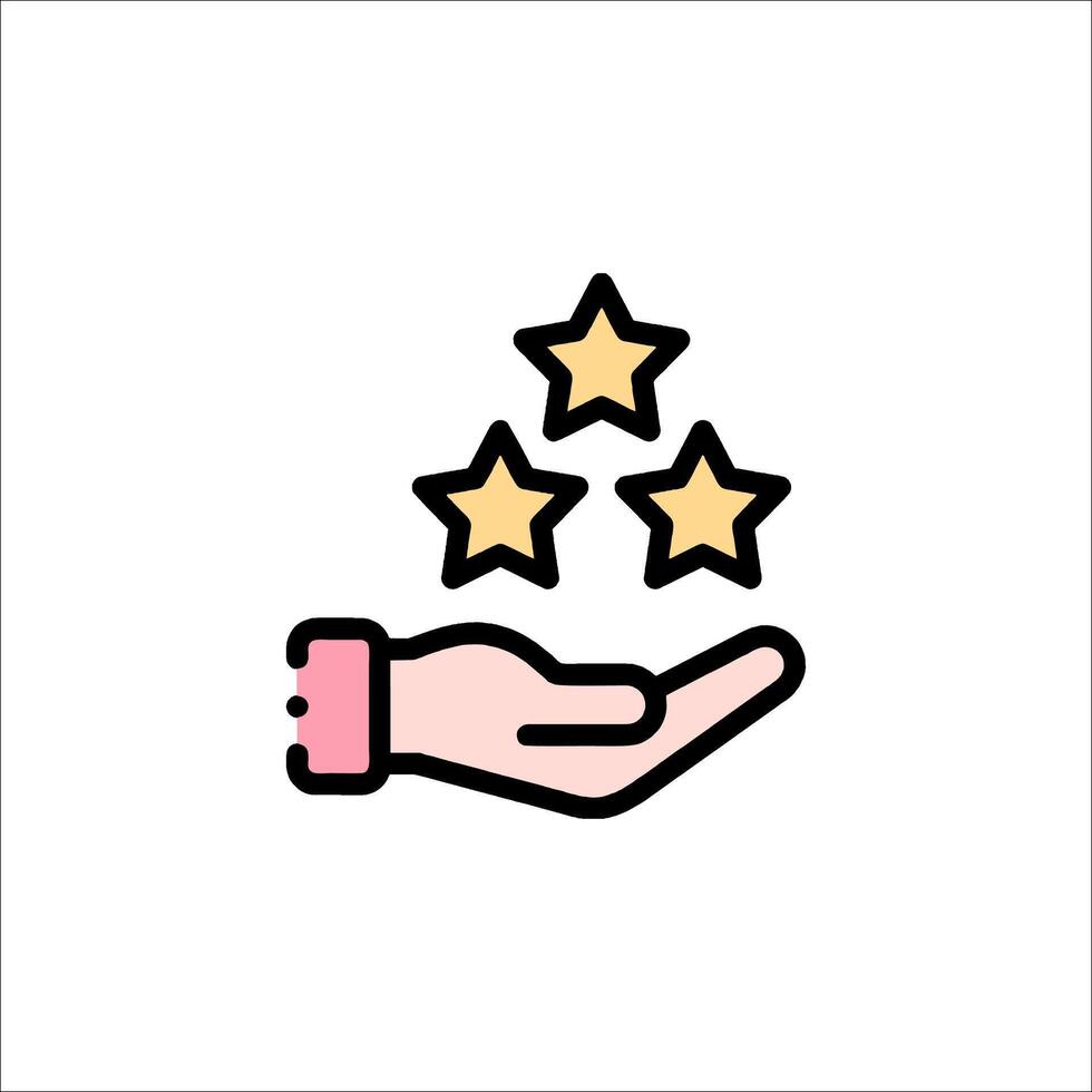 Five stars icon in hand with hand holding a star vector