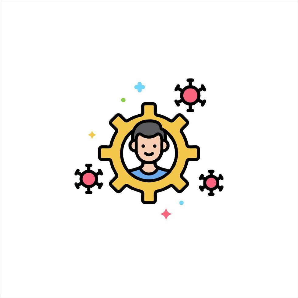 A man in a gearwheel icon vector