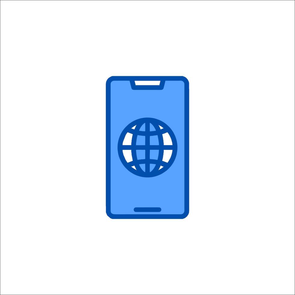 Mobile phone with globe icon illustration vector