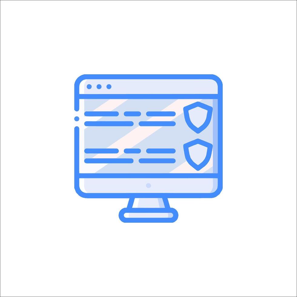 A computer monitor with a shield icon vector