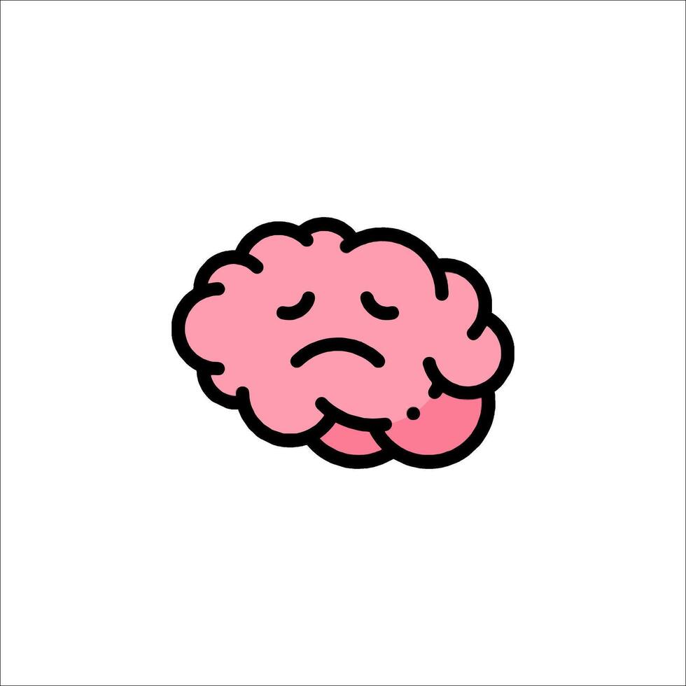 A sad brain icon on a white background vector