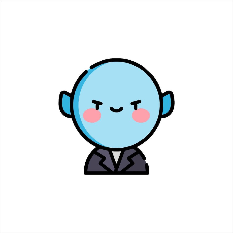 A cartoon blue man with a suit and tie vector