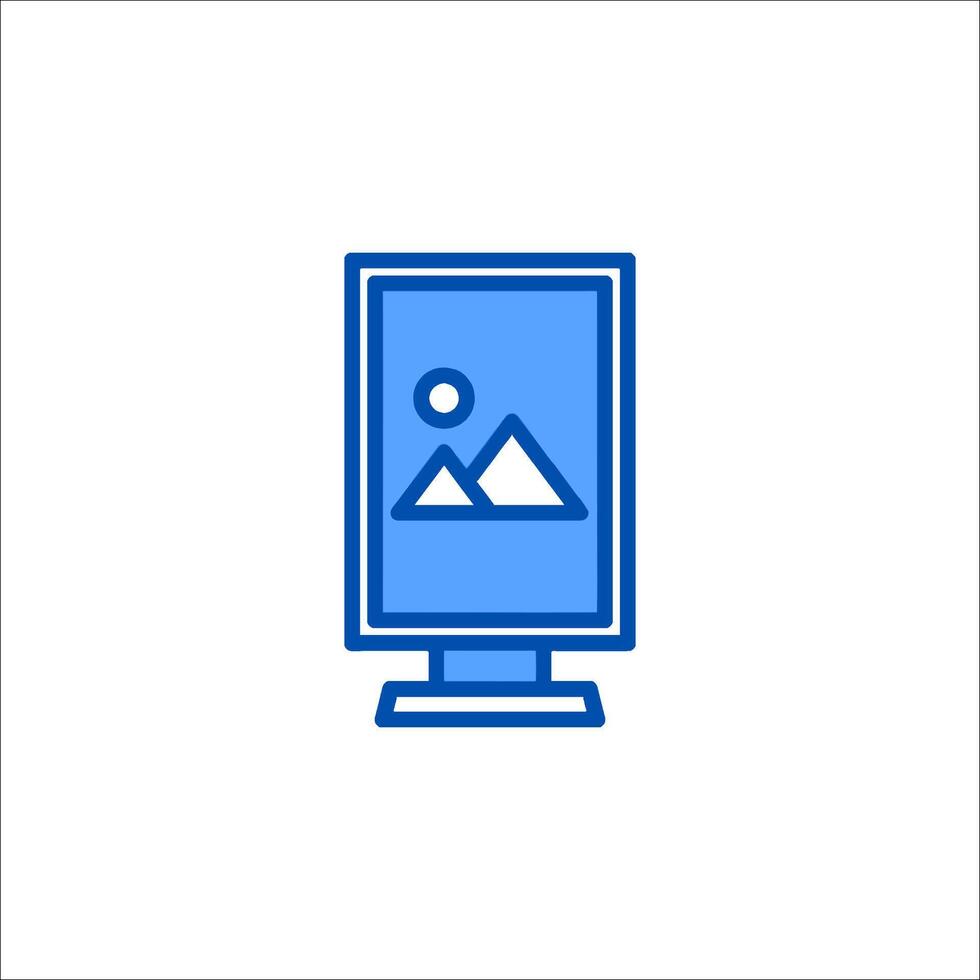 A computer monitor with a mountain in the background vector