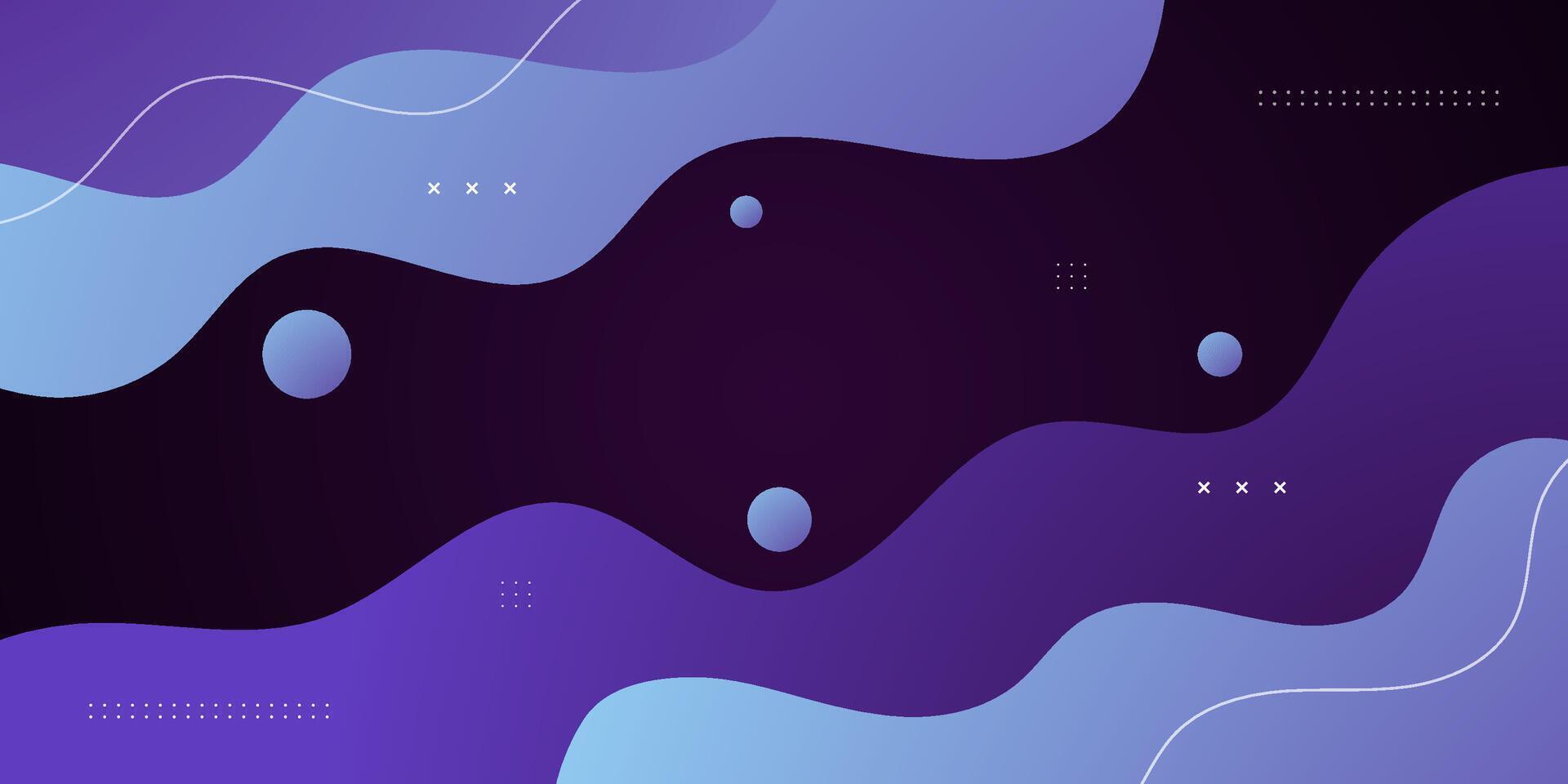 Dark purple and blue gradient geometric business banner wave design. Creative banner design with wave shapes and lines for template. Simple dark horizontal banner. vector