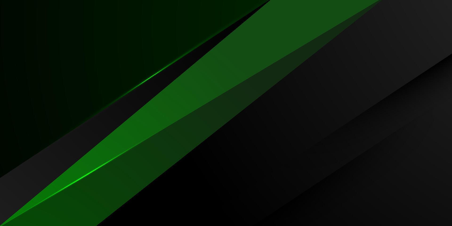 Abstract geometric dark black and green papercut triangle theme overlap background with lights pattern. Suitable for sporty background graphic design. vector