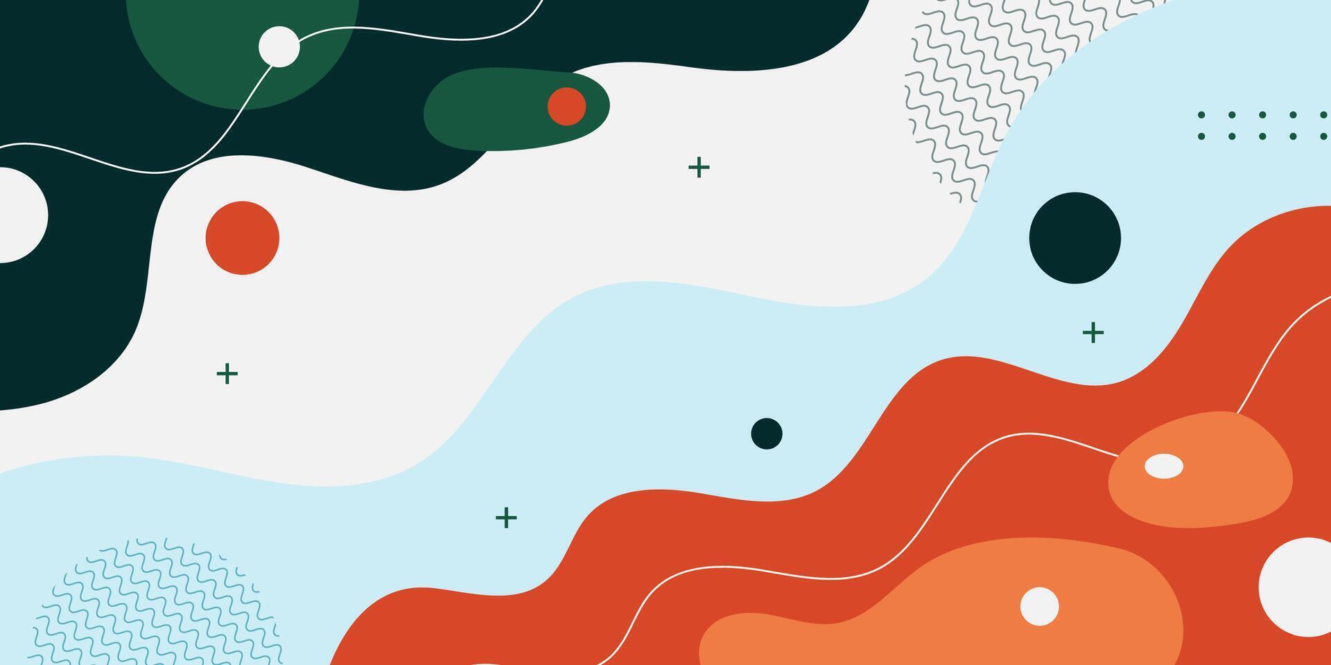 Dark green and orange geometric business banner design. Creative banner design with wave shapes and lines for template. Simple design on white horizontal banner. vector