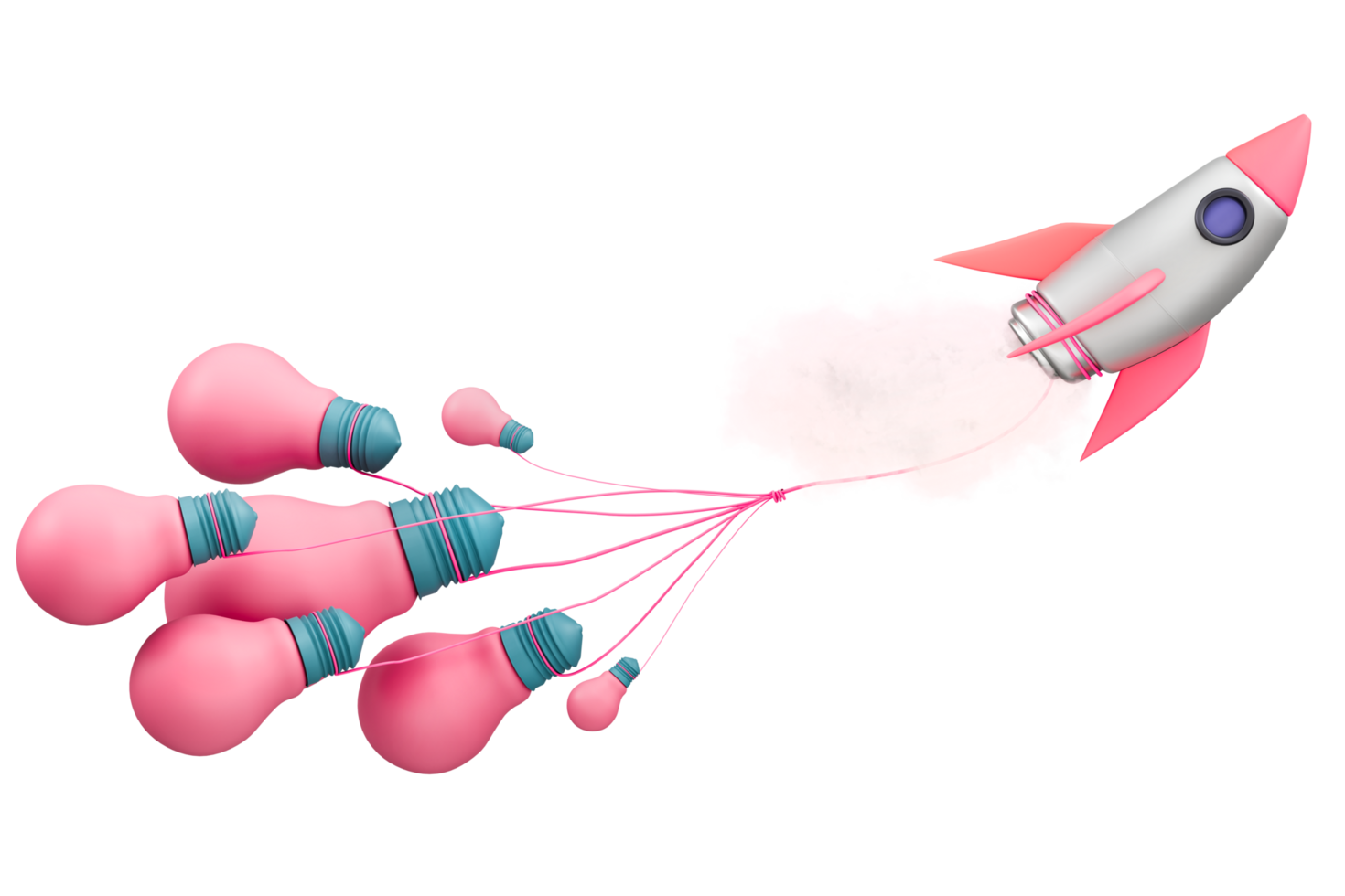 Pastel Color rocket launch and light bulb, Booster startup developer, energy idea innovation concept png