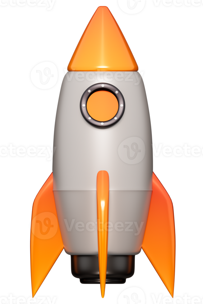 Modern space rocket 3d icon isolated or transparent background Booster startup and Developer concept png