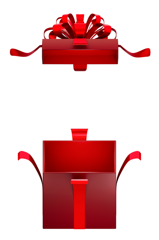 Red gift box luxury isolated on transparent background, Open surprise, Boxing day sale concept png