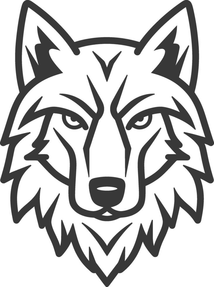A black and white wolf head on a white background vector