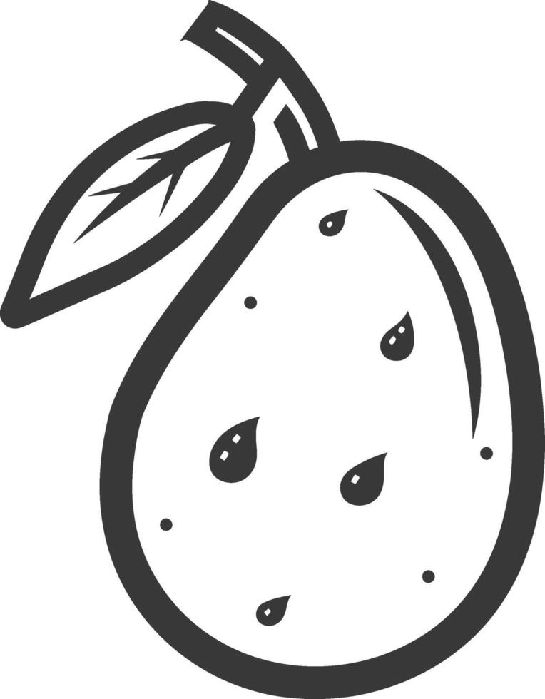 A black and white drawing of a pear vector