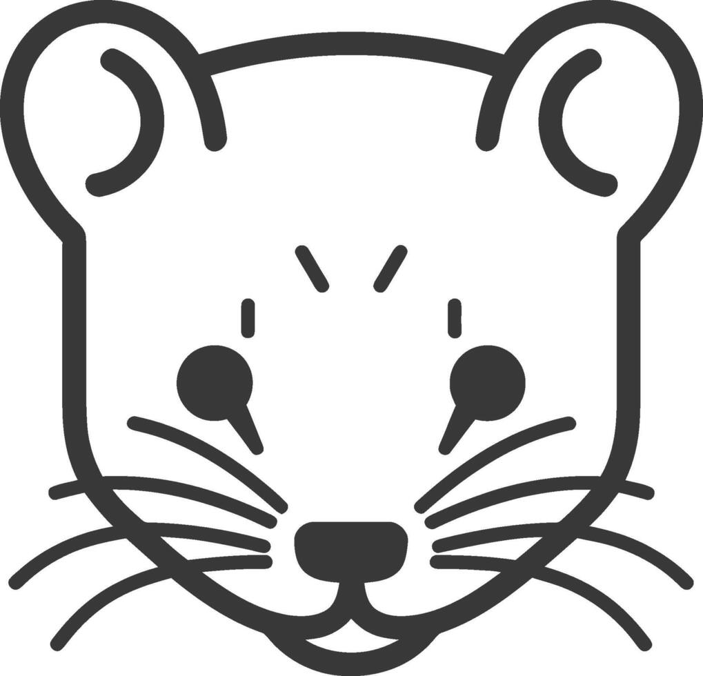 A black and white drawing of a mouse's face vector