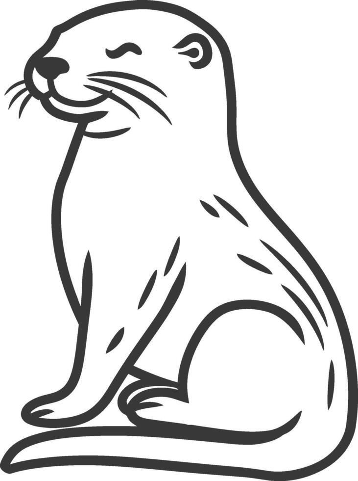 Otter coloring page vector