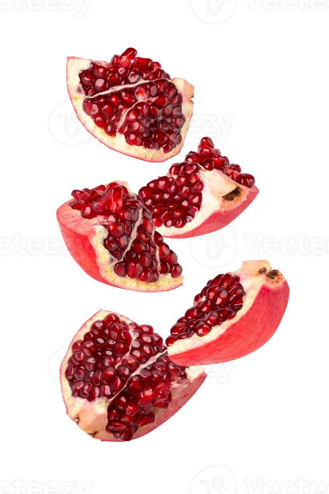 Falling Pomegranate fruit cutout, full depth of field png
