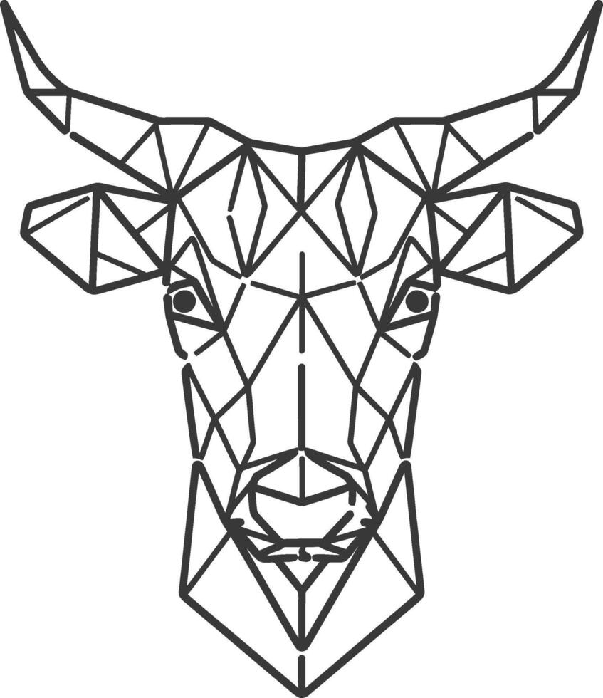 A bull head made of geometric lines vector