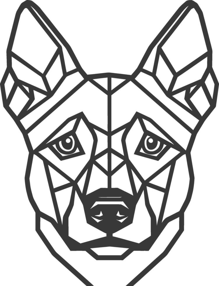 A black and white drawing of a dog's head vector