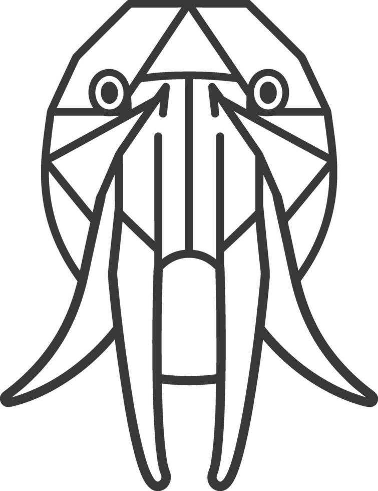 A black and white drawing of a squid vector