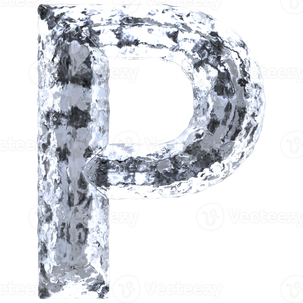 Font P Ice 3D Render png