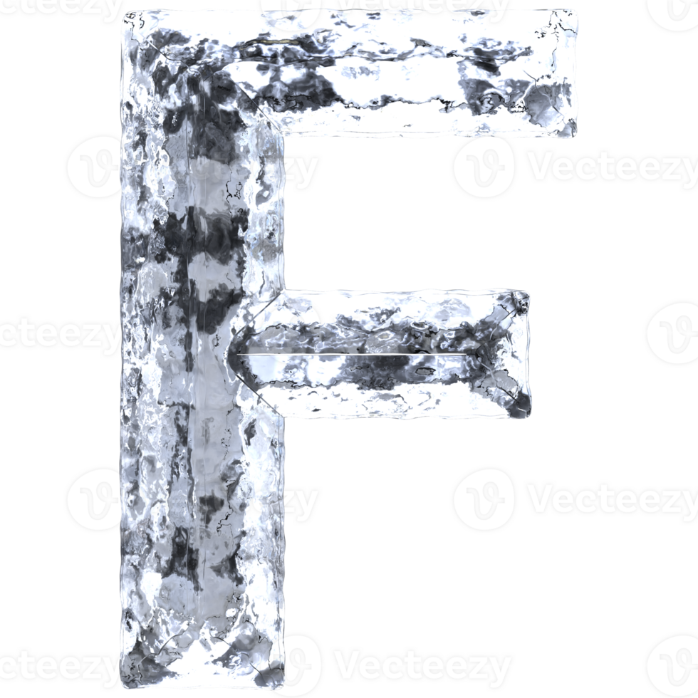 Font F Ice 3D Render png